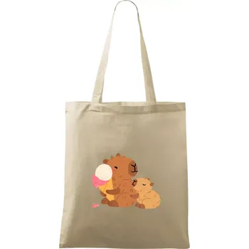 Nákupní taška Kapybara se zmrzlinou - Taška bavlněná - 42 x 38 cm ( Naturální )