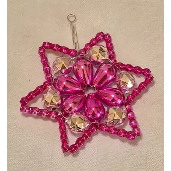 Vánoční ozdoba Vánoční hvězda "HUDEROVKA" - růžová/stříbrná (vánoční ozdoby z dutých perlí)