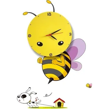 Žárovka LED Dětské nástěnné svítidlo s hodinami LED/1W/3xAAA včela