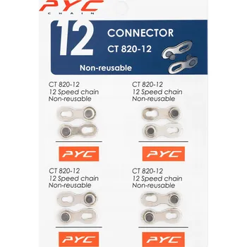 PYC CT-820-12 Spojka řetězu pro 12rychlostní řetězy - sada 2 kusů STŘÍBRNÁ