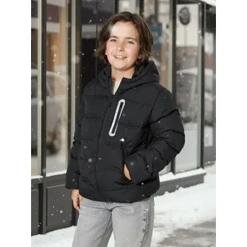 Sinsay - Bunda puffer s&nbsp;kapucí - černá - 456FC-99X - 456FC-99X-140