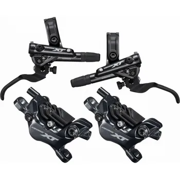 Brzda na kolo brzda kotoučová SHIMANO XT M8120 čtyřpístková před. a zad. komplet bez kot.,bez adapt.(p+z J-kit) (brzdy kotoučové SHIMANO XT M8120 přední+zadní komplet (brzdové páky BLM8100L+R, třmeny BR-M8120, 1000+1700mm hadice, detičky metal s chladičema))