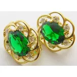 Klenoty Budín Dámské klasické zlaté náušnice se zelenými smaragdy a zirkony 585/2,81gr HK2346 (Klenoty Budín Dámské klasické zlaté náušnice se zelenými smaragdy a zirkony 585/2,81gr HK2346)