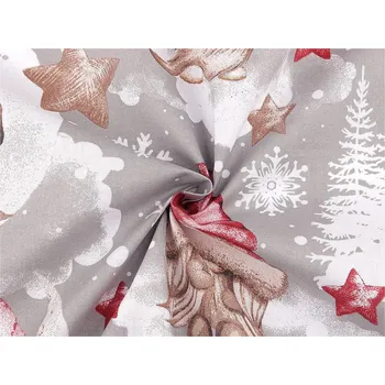 Vánoční bavlněná látka / plátno skřítek METRÁŽ - šedá