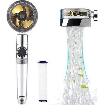 Sprchová hlavice Otočná Sprchová hlavica s turbínovým filtrom-Strieborná/Zlatá