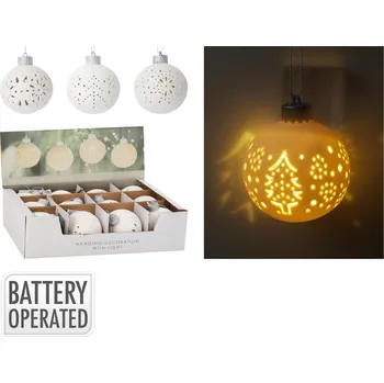 Vánoce dekorace KOULE 10cm LED BÍ mix