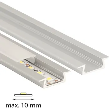 LED osvětlení Přisazený hliníkový profil VR2 22x7mm včetně čirého difuzoru 2m