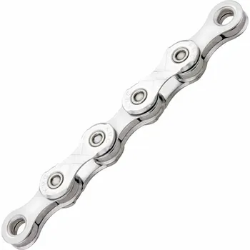Komponent pro jízdní kolo řetěz KMC X-12 Ni stříbrný v krabičce 126 čl. (řetěz KMC X-12 vhodný na řazení Shimano/Sram/Campa, nesměrový, úprava niklovaný, 126 článků, 268 gramů, včetně spojky)