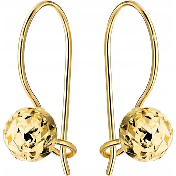 Náušnice ZLATÉ Dámské NÁUŠNICE Au 585 Diamantované Kuličky na Patentku 14k