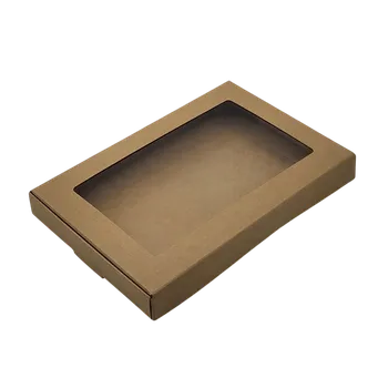 Krabička na výslužku Kraftová krabička s okénkem 18 × 12 × 2 cm