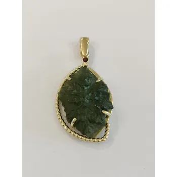 Šperk Zlatnictví Ametyst Zlatý přívěs, žluté zlato, s přírodním vltavínem 83239