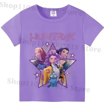 Dívčí tričko KPop Demon Hunters (Lovkyně démonů) Dětské barevné tričko s potiskem KPop Demon Hunters (fialové) Varianta: No. 1, Velikost: 150