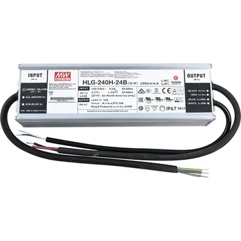 LED páska McLED ML-732.219.58.1 Napájecí zdroj Mean Well HLG-240H-24B, 240 W, DC24V/10A, IP67, kovové prov