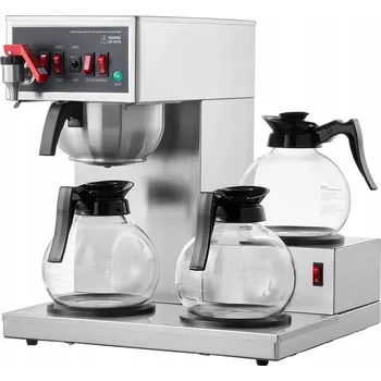 Kávovar Komerční kávovar Z Nerezové Oceli se 3 skleněnými Karafy