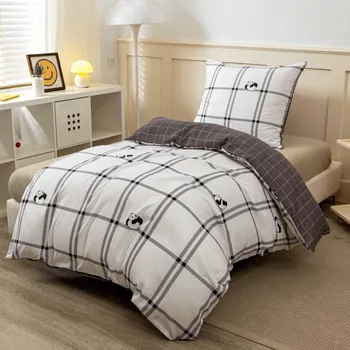 Povlečení Textilomanie Cute Panda šedé 140 x 200, 70 x 90 cm zipový uzávěr