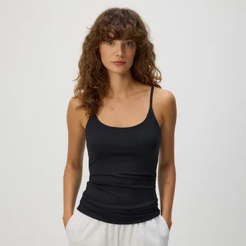 Dámské tričko Reserved - Hladký top na ramínka - černý - 465GA-99X - 465GA-99X-XS