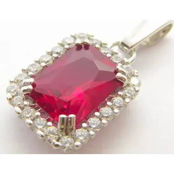 Přívěsek Klenoty Budín Mohutný zlatý přívěsek z bílého zlata s červeným rubínem a zirkony 585/1,49gr HK3233 (Klenoty Budín Mohutný zlatý přívěsek z bílého zlata s červeným rubínem a zirkony 585/1,49gr HK3233)