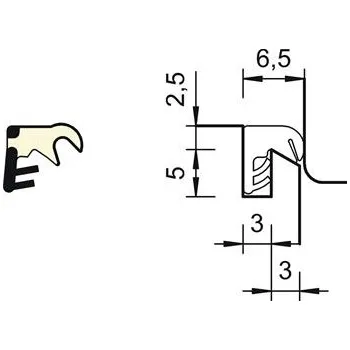 Přesahové těsnění SP 33b, plast grafitově šedý (200 ks)