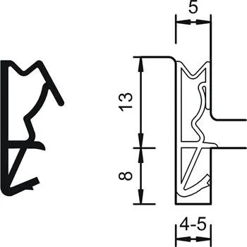 Deventer těsnění pro vchodové dveře S 6513, plast bílý ( 18m )