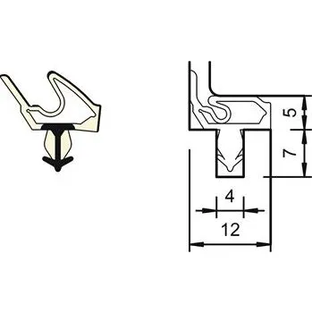 Dveřní dorazové těsnění SP 7677, polodrážka 12 mm, plast bílý (150 ks)