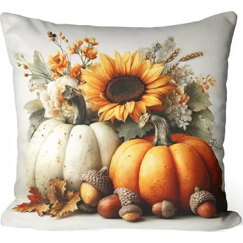 Povlak na polštářek Podzimní povlak na dekorativní polštář 45x45 cm - dýně, podzimní motiv (460)