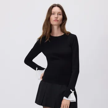 Dámský svetr Reserved - Svetr s dekorativními mašlemi - černý - 028GS-99X - 028GS-99X-M