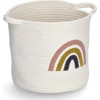 Úložný box Úložný koš Rainbow, bavlna, bílý, Ø 32 x 28 cm