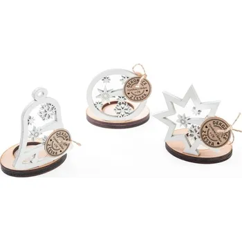 Vánoční svícen Vánoční svícínek na čajovou svíčku bílý Tvar: Hvězda