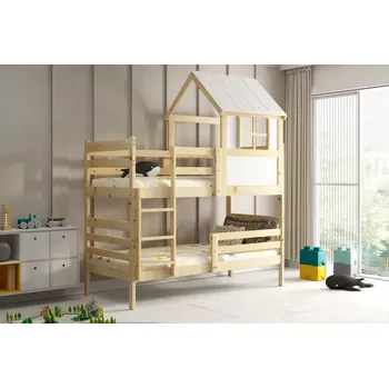 Dětská postel Dětská patrová postel domeček Eryk 190 x 90 přírodní | bez matrací (rošty v ceně)