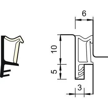 Těsnění přesahu dveří SP 103a, plast černý (200 ks)