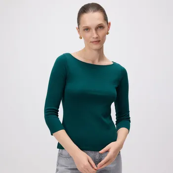 Reserved - Bavlněné tričko s dlouhými rukávy - petrolejová - 406GA-67X - 406GA-67X-S