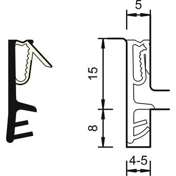 Křídlové falcové těsnění SP 7715, plast černý (100 ks)