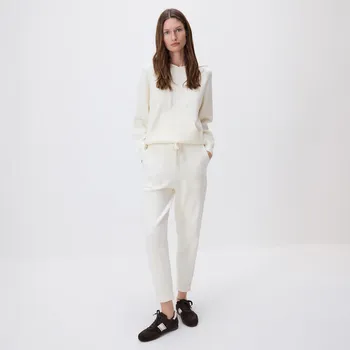 Reserved - Žerzejové kalhoty z viskózové směsi - krémová - 093GH-01X - 093GH-01X-L