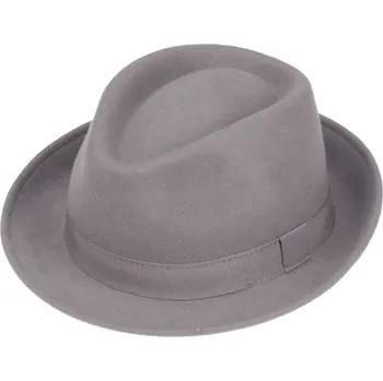 Klobouk Fiebig - Headwear since 1903 Klasický trilby klobouk vlněný Fiebig - světle šedý s šedou stuhou Velikost: 55 cm (S)