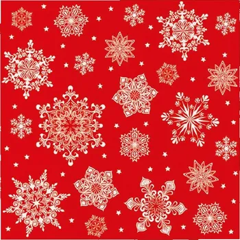 Papírový ubrousek Ubrousky Airlaid 12ks Snowflakes red 40x40 cm Červená