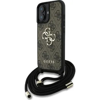 Náhradní kryt pro mobilní telefon Pouzdro Guess iPhone 16 Guhcp16Sp4Gmgcrw (Cbdy Pu 4G Big Logo W/Cord Strap) Brown
