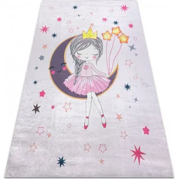 Koberec Makro Abra Dětský kusový koberec vhodný k praní BAMBINO 48060 Princezna Měsíc Hvězdy růžový Rozměr: 80x150 cm
