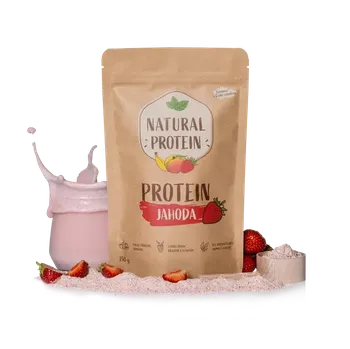 Protein NATURALPROTEIN Bezlaktózový přírodní proteinový nápoj s pravými lyofilizovanými jahodami