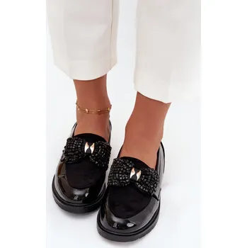 Dámské mokasíny Lakované Dámské Mokasíny S Mašlí S.Barski HY51-319 Barva: Černá, Velikost: 36