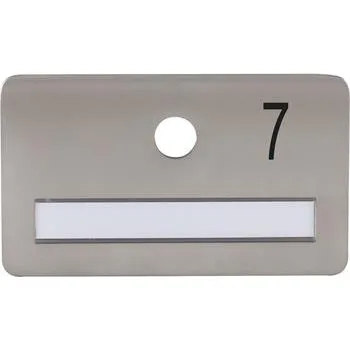 Dveřní kování SOLIDO dveřní jmenovka bez kukátka, otvor o 14, nerez satinovaný, gravír. č. 7