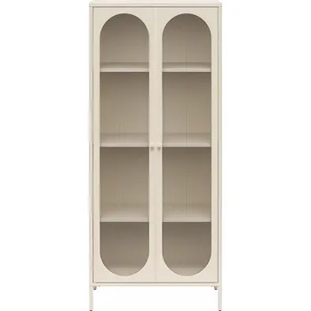 Knihovna Krémová kovová vitrína 80x186x40 cm Luna – Støraa ID_1718570