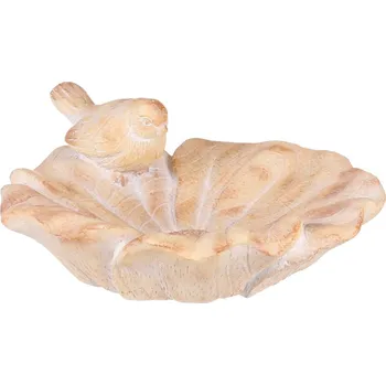 Krmítko pro ptáka Pítko pro ptáčky květ s ptáčkem, MgO keramika, 36 x 38 x 16 cm, přírodní