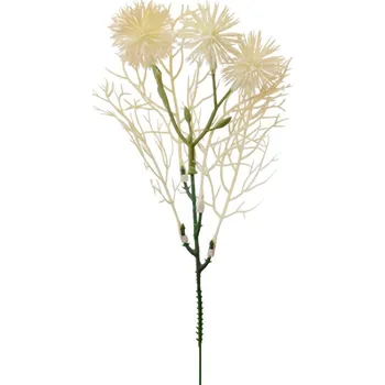 umělá květina Umělá dekorace, zápich, BODLÁK, bílý, 24cm, 1 kus