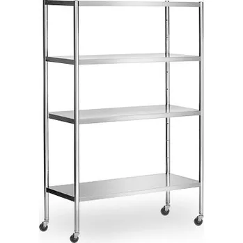 Vinotéka G.Gastro Nerezový regál PREMIUM - 1,4 x 0,5 m - se 4 policemi (NASTAVITELNÉ) - vč. 4 koleček