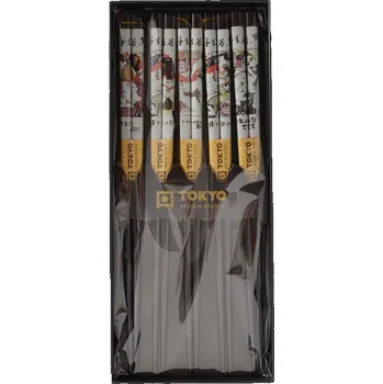 Jídelní hůlka Hůlky sada 5 párů černé s motivem kámasútry v dárkové krabičce