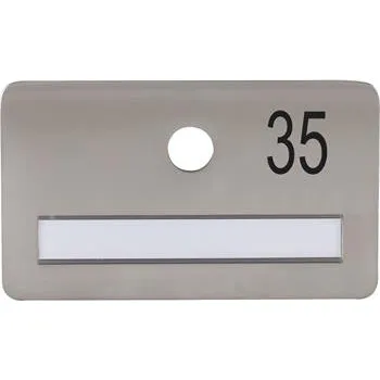 Dveřní kování SOLIDO dveřní jmenovka bez kukátka, otvor o 14, nerez satinovaný, gravír. č. 35