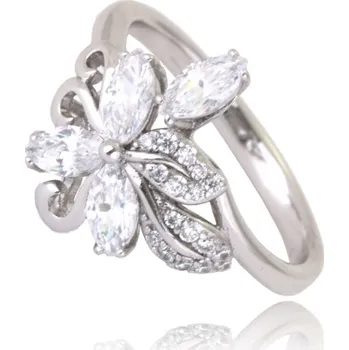 Prsten Flamenco Mystique Pozlacený prsten z chirurgické oceli v bílé zlaté barvě, velikost US7 EU14 Velikost prstenu: US7 EU14