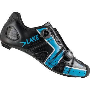 Pánské cyklistické tretry tretry LAKE CX241 černo/modré vel.43 (závodní silniční tretry LAKE CX241 s dvěma upínacími systémy BOA, 100% karbonovou podrážkou s tvarovatelným patním dílem a svrškem z Fullgrain kuže)