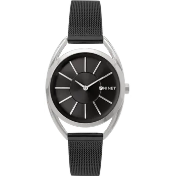 Hodinky MINET Stříbrno-černé dámské hodinky ICON BLACK MESH MWL5098