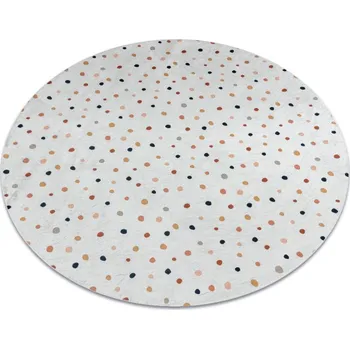 Koberec Dětský koberec protiskluzový BAMBINO 47890 Tečky, bílý / hnědý kruh